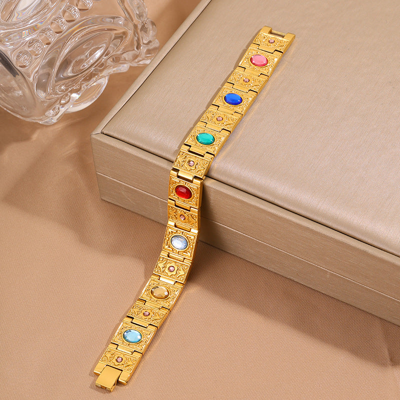 Magnetic Titanium Steel Health Bracelet for Men - Wellness Energy Adjustable Link Bracelet