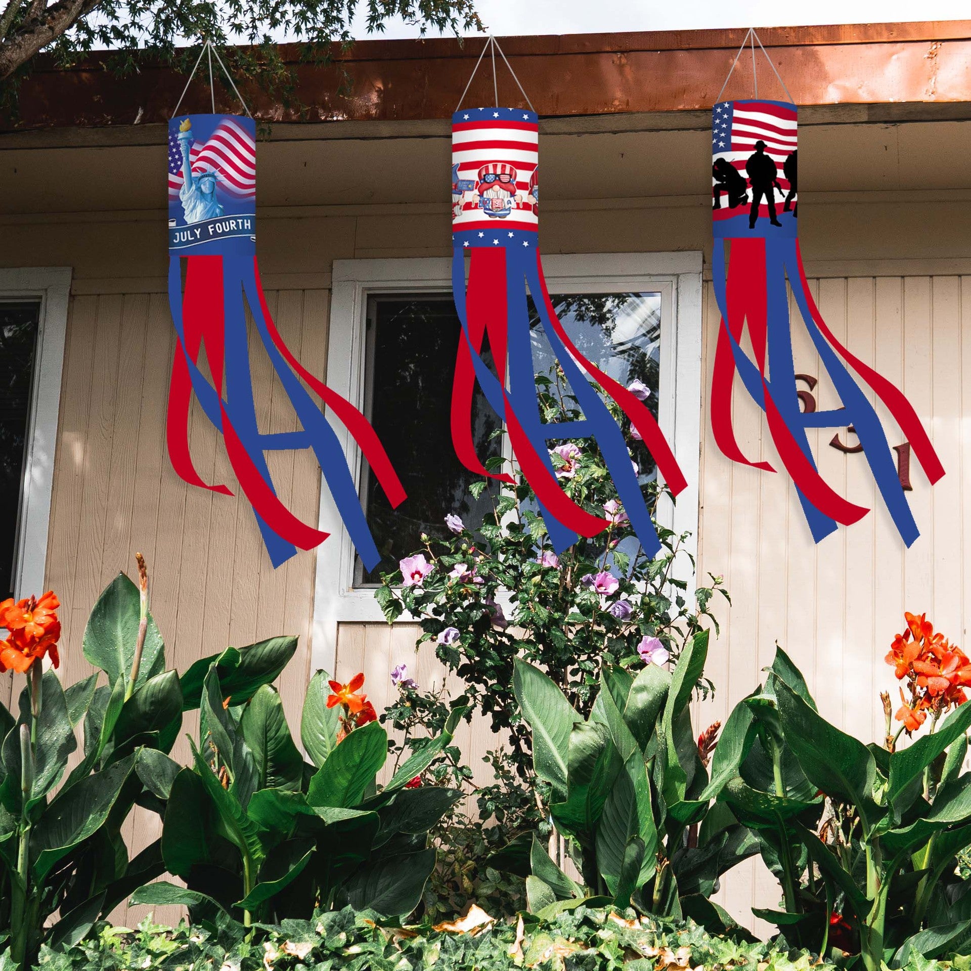 American Independence Day Themed Windsock Flag Outdoor Windsock Yard Scene Atmosphere Decoration Semi-Circular Flag