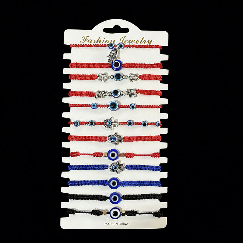 12-Piece Evil Eye Bracelets Set - Bohemian Stretchable Beaded Bracelets for Stacking | Protection Jewelry Gift for Women