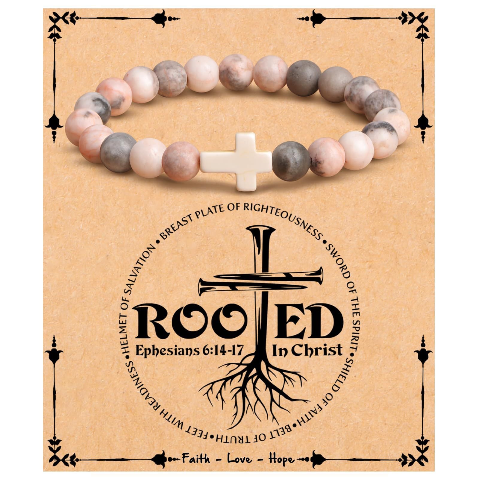 Emperor Stone Cross Bracelet - Faith Love Hope Inspirational Gift for Women & Men
