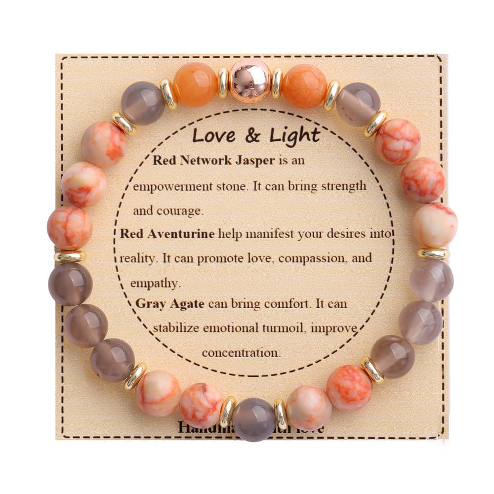 Strength" Triple Gemstone Bracelet - Amethyst, Aquamarine & Citrine Energy Bracelet for Women, Motivational Adjustable Gift