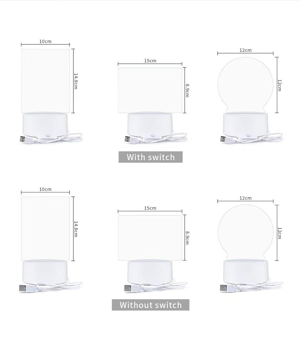 Hot-selling Internet Celebrity DIY Writing Tablet Night Light 3D Night light acrylic erasable luminous message board