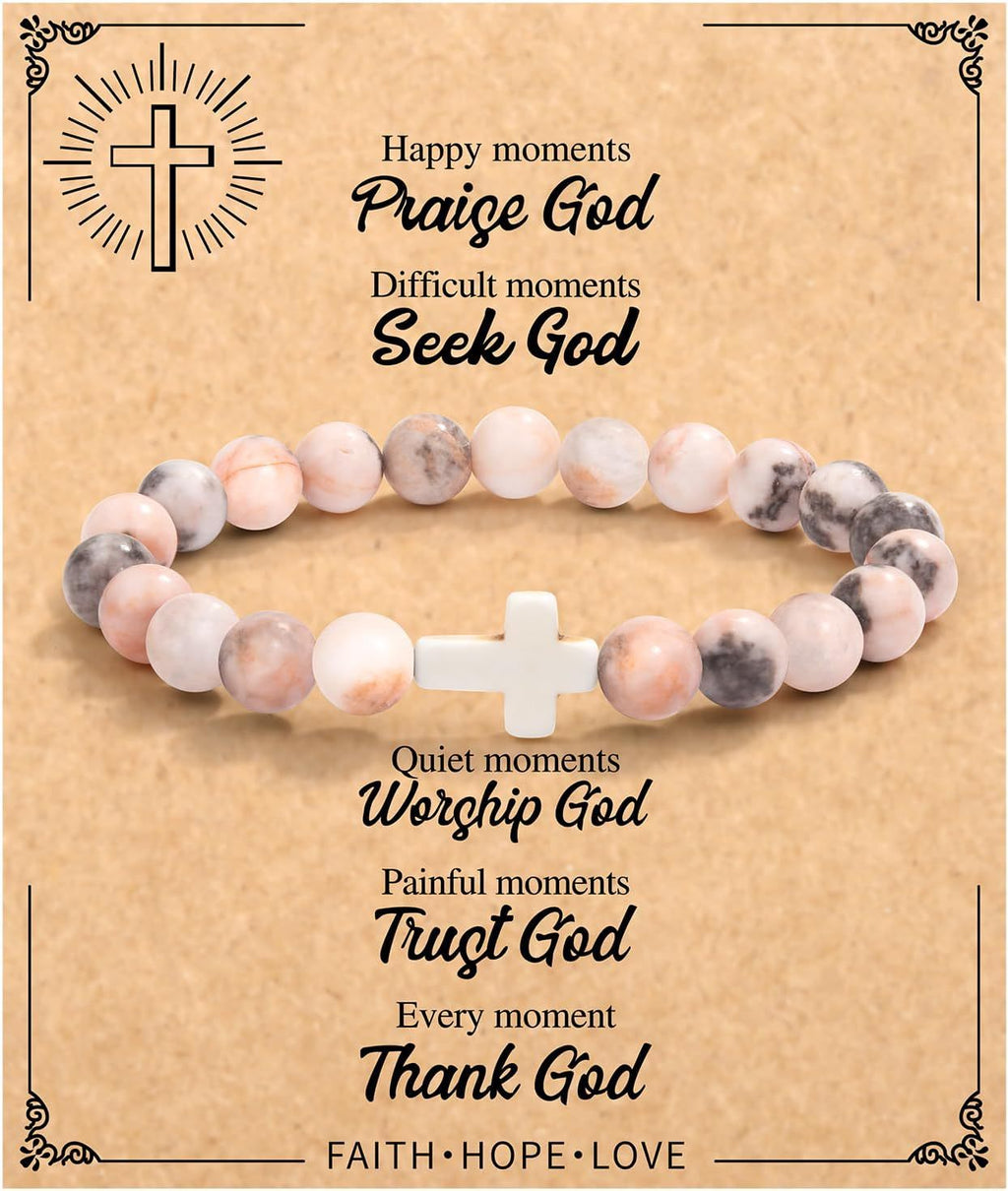 Emperor Stone Cross Bracelet - Faith Love Hope Inspirational Gift for Women & Men