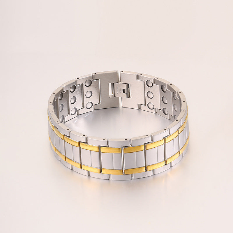 Magnetic Titanium Steel Health Bracelet for Men - Wellness Energy Adjustable Link Bracelet