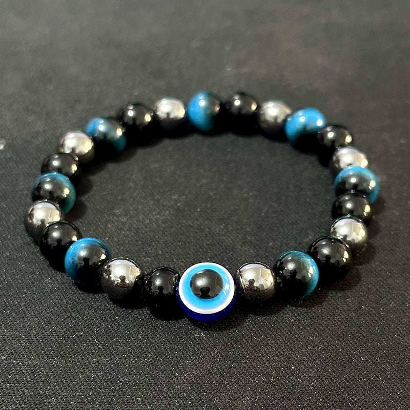 Evil Eye & Blue Tiger Eye Protection Bracelet - Nazar Talisman for Clarity, Wealth & Warding Off Negative Energy