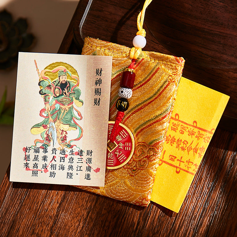 Marshal Zhao Wealth God Blessing Kit - Phone Sticker & Talisman Pouch Set, Chinese Wealth Amulet for Business & Good Fortune