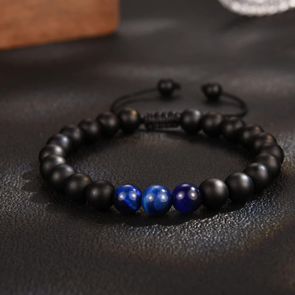 The Adventure Begins" Graduation Bracelet for Men - Tiger's Eye & Lava Stone Bead Bracelet, Gift for Grads