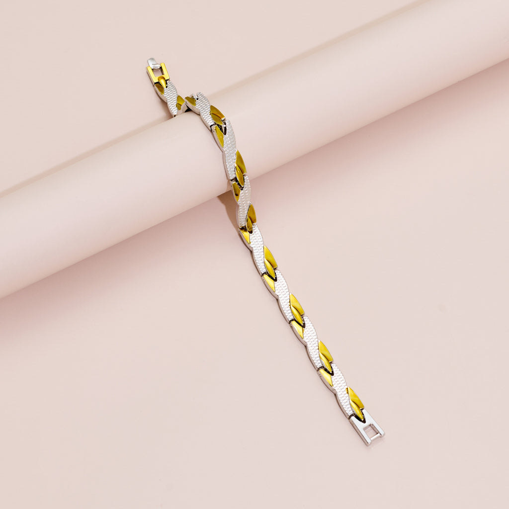 Magnetic Snap Hip Hop Bracelet for Men - Stainless Steel X-Link Cubic Zirconia Chain Bracelet, Adjustable Streetwear Jewelry