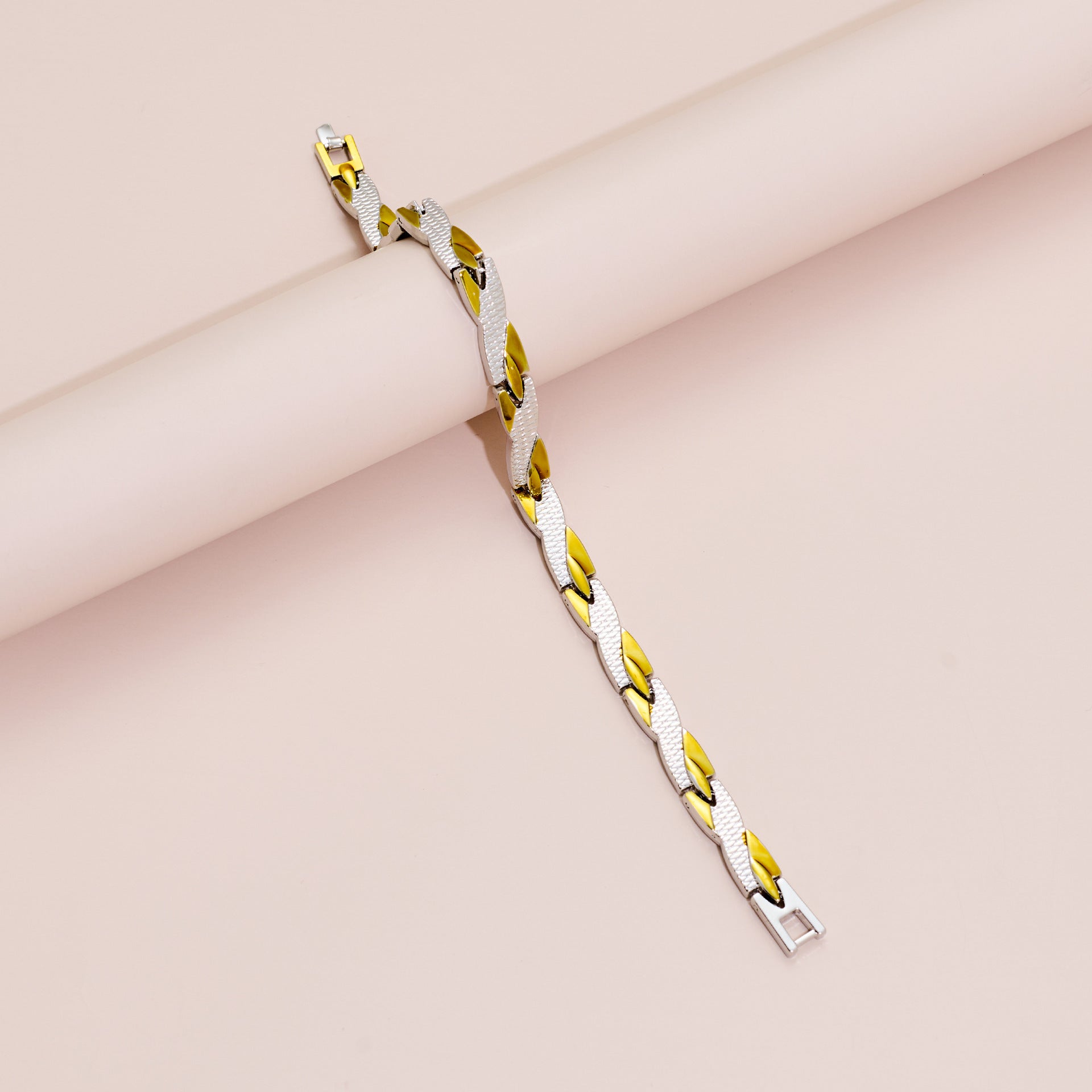 Magnetic Snap Hip Hop Bracelet for Men - Stainless Steel X-Link Cubic Zirconia Chain Bracelet, Adjustable Streetwear Jewelry