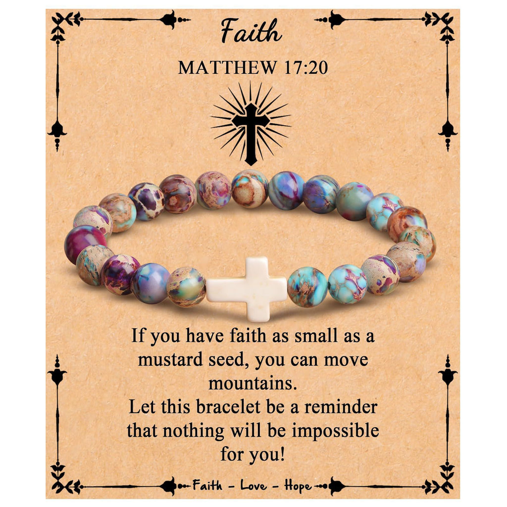 Emperor Stone Cross Bracelet - Faith Love Hope Inspirational Gift for Women & Men