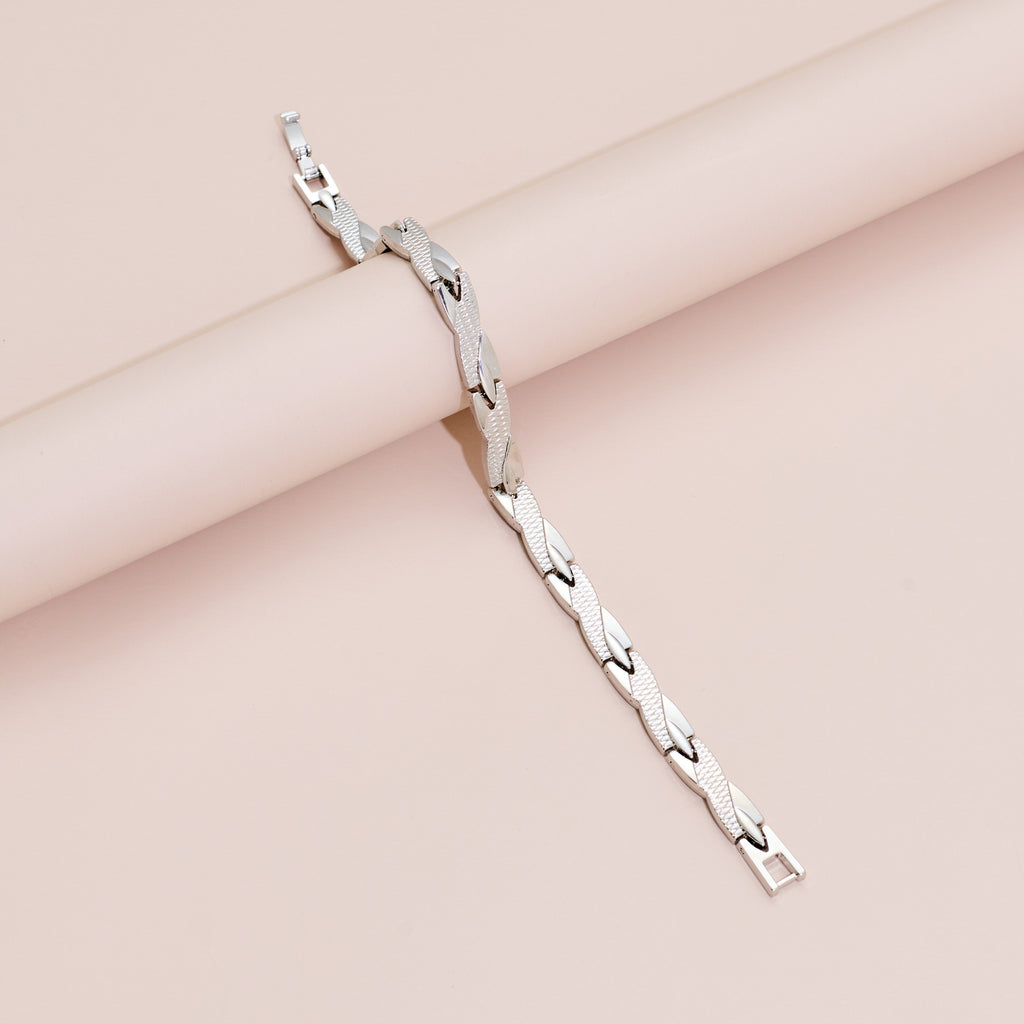 Magnetic Snap Hip Hop Bracelet for Men - Stainless Steel X-Link Cubic Zirconia Chain Bracelet, Adjustable Streetwear Jewelry