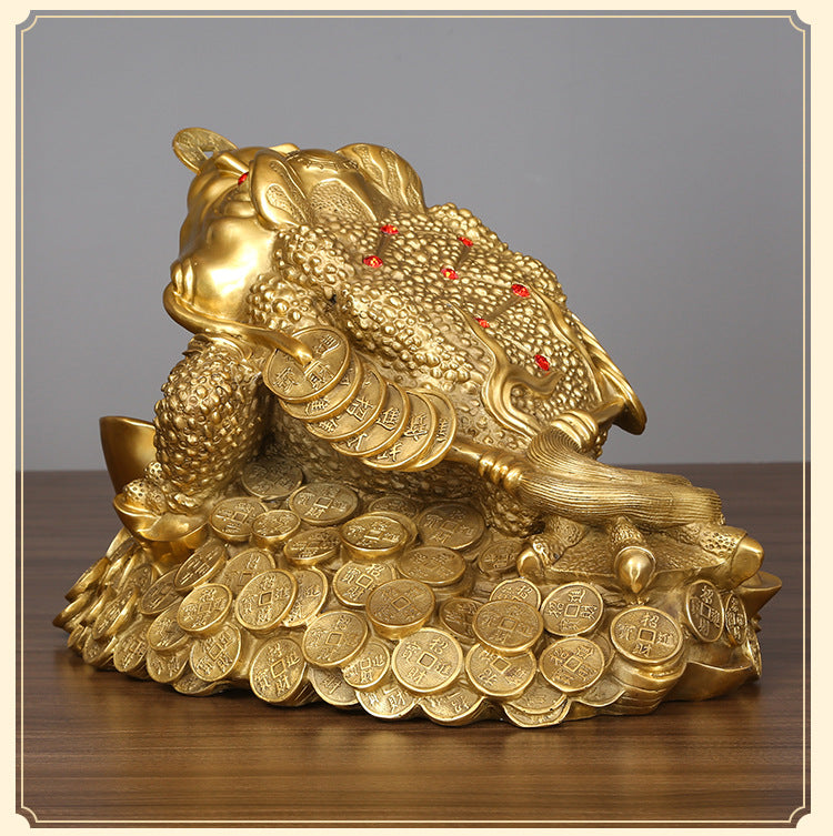 Brass Golden Toad Ornament Home Decor Craft Decoration Company Housewarming Opening Gift
