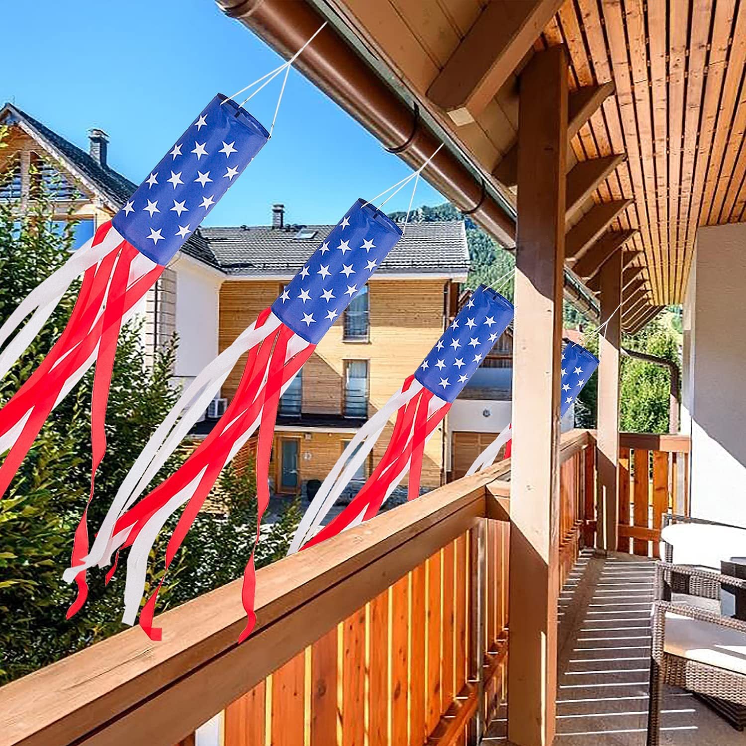 American Independence Day Themed Windsock Flag Outdoor Windsock Yard Scene Atmosphere Decoration Semi-Circular Flag