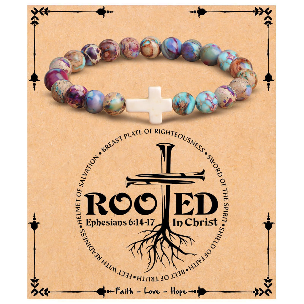 Emperor Stone Cross Bracelet - Faith Love Hope Inspirational Gift for Women & Men