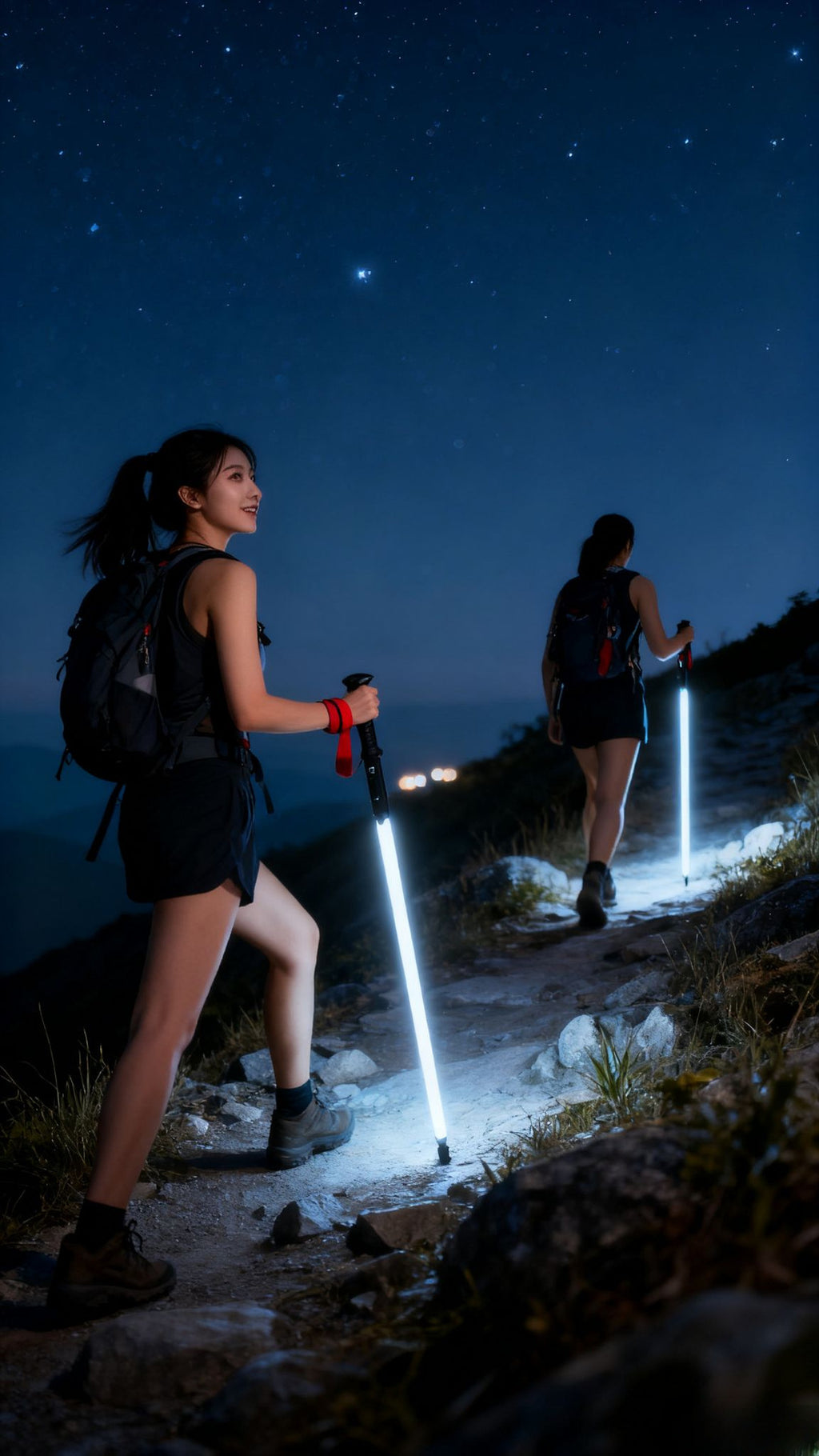 Luminous Hiking Stick Professional Night Walking Stick Climbing Gear Ultralight Lighting Trekking Convenient