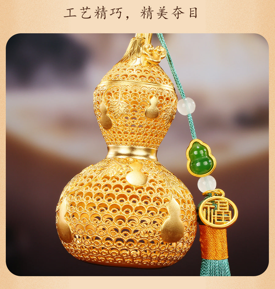 Brass Filigree Gourd Ornament Fulu Hanging Decoration Home Desktop Hollow Copper Gourd Craft Hanging Ornament Gift