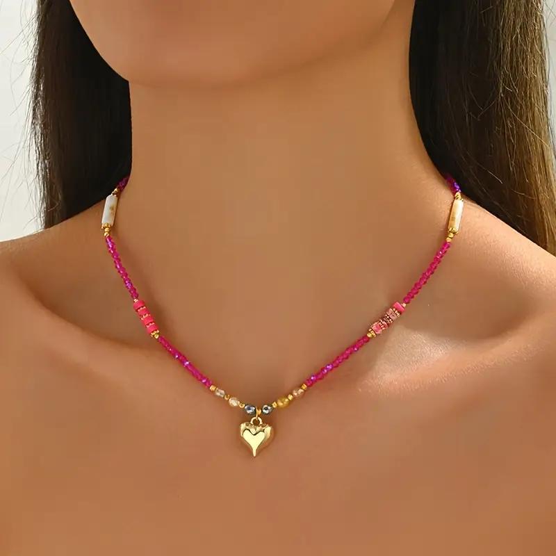 Sweet Frequency" Rose Quartz Necklace with Gold Heart Pendant - Bohemian Chakra Crystal Jewelry for Women