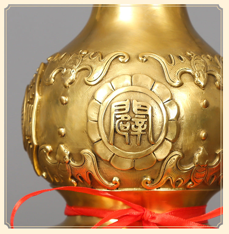 Brass Gourd Ornament Craft Living Room Office Decoration Company Housewarming Opening Gift Copperware