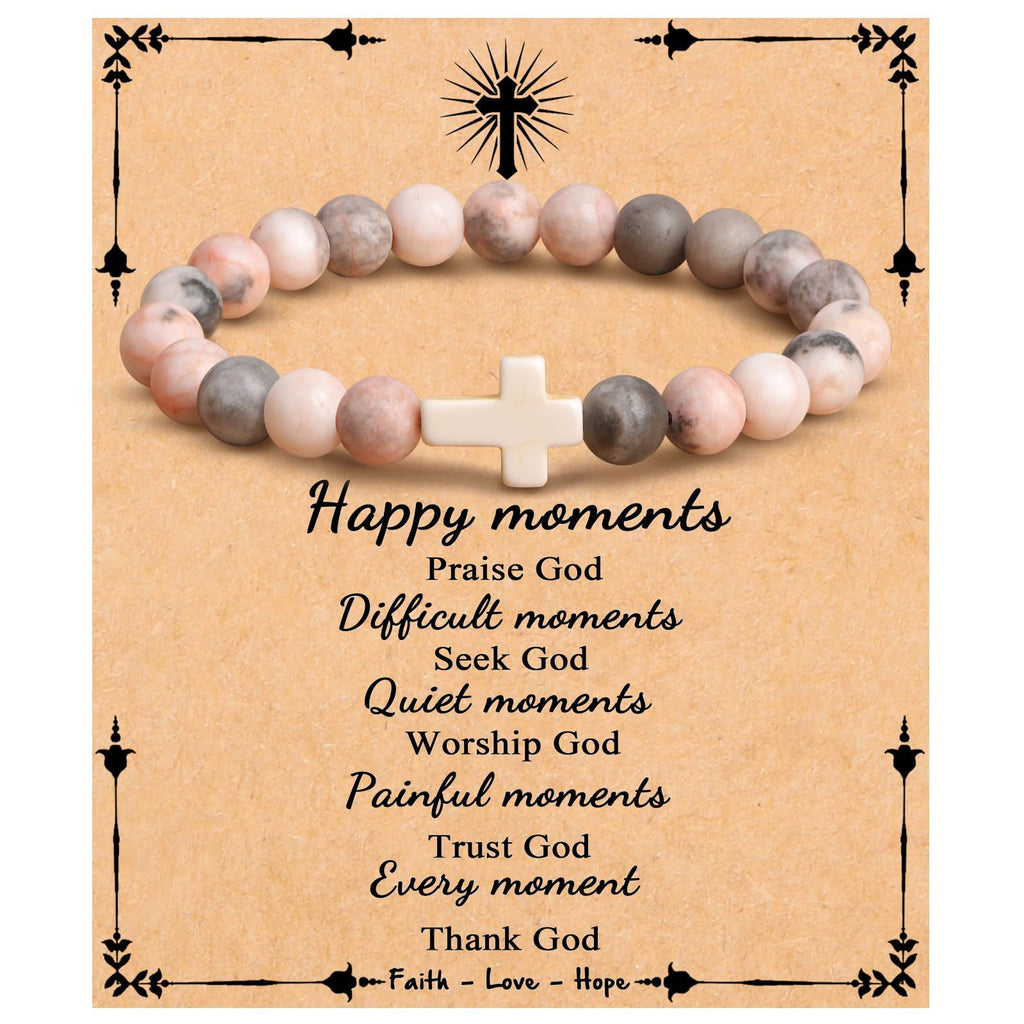 Emperor Stone Cross Bracelet - Faith Love Hope Inspirational Gift for Women & Men