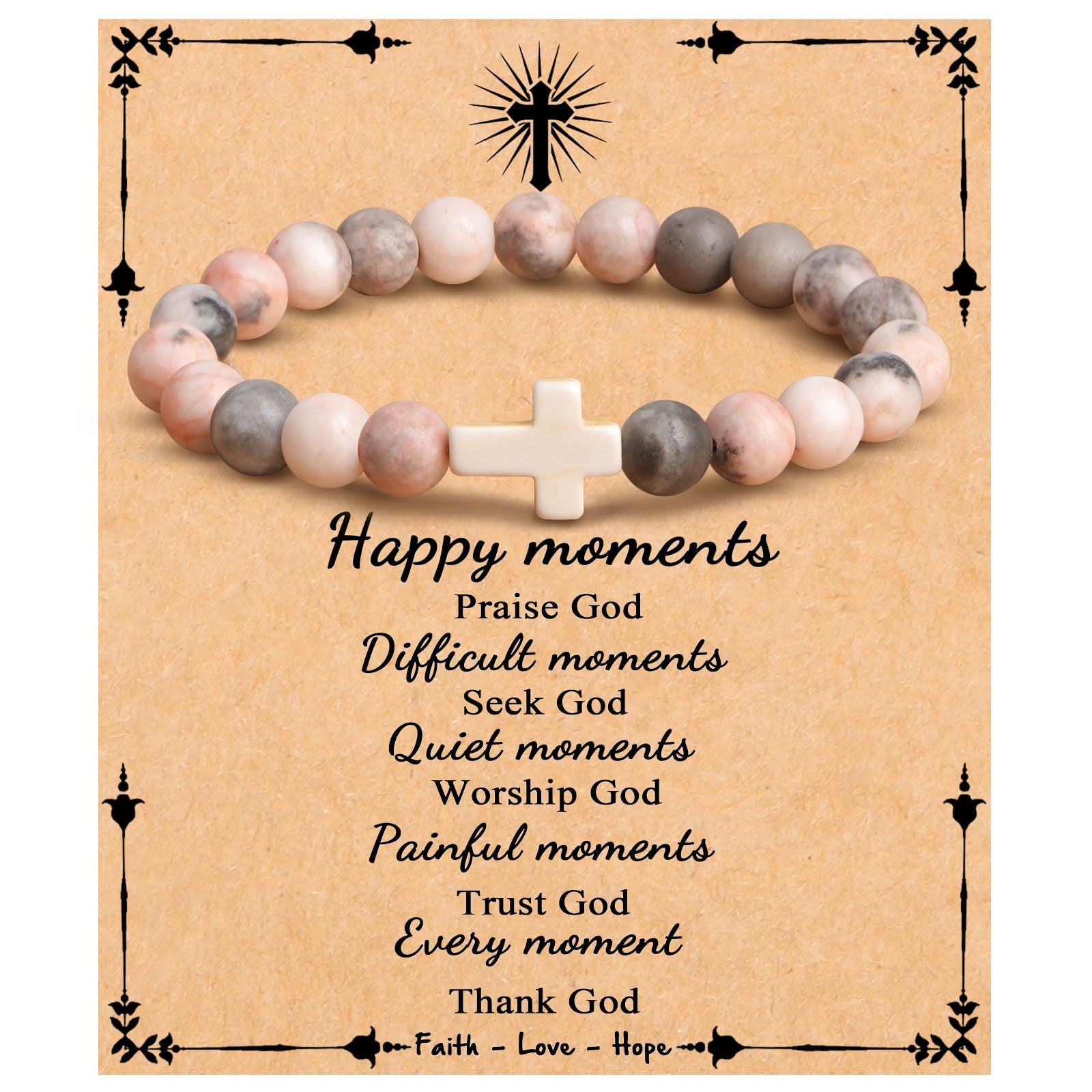 Emperor Stone Cross Bracelet - Faith Love Hope Inspirational Gift for Women & Men