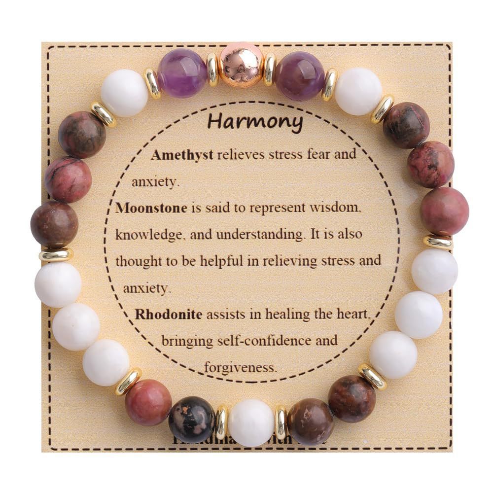 Strength" Triple Gemstone Bracelet - Amethyst, Aquamarine & Citrine Energy Bracelet for Women, Motivational Adjustable Gift