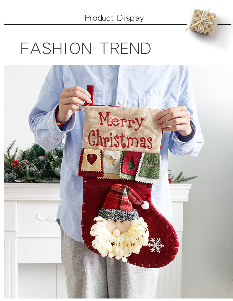 Christmas Decoration Gift Socks Fabric Santa Claus Gift Bag Snowman Reindeer Decorative Socks Christmas Socks