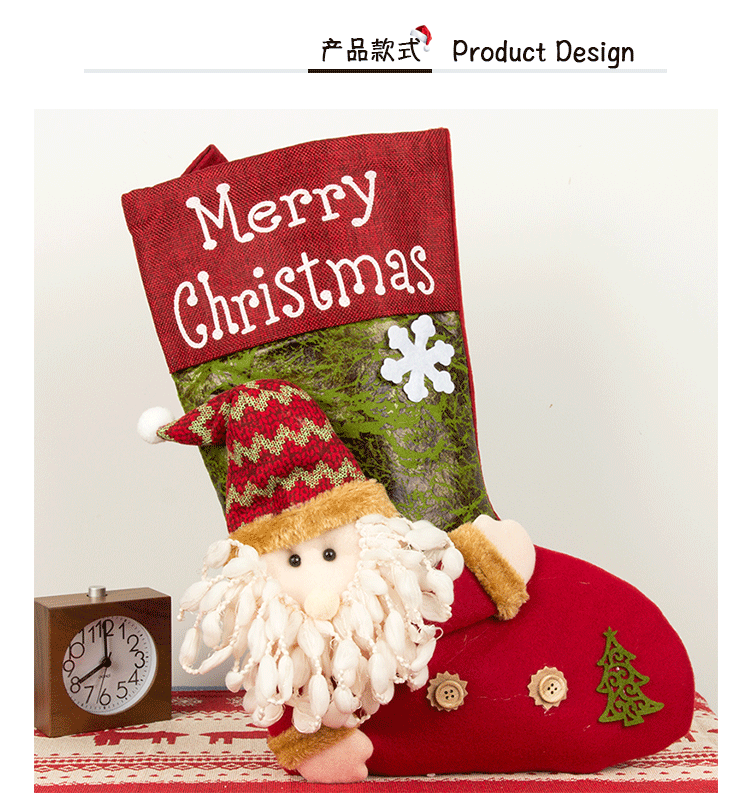 Christmas Decoration Gift Socks Fabric Santa Claus Gift Bag Snowman Reindeer Decorative Socks Christmas Socks