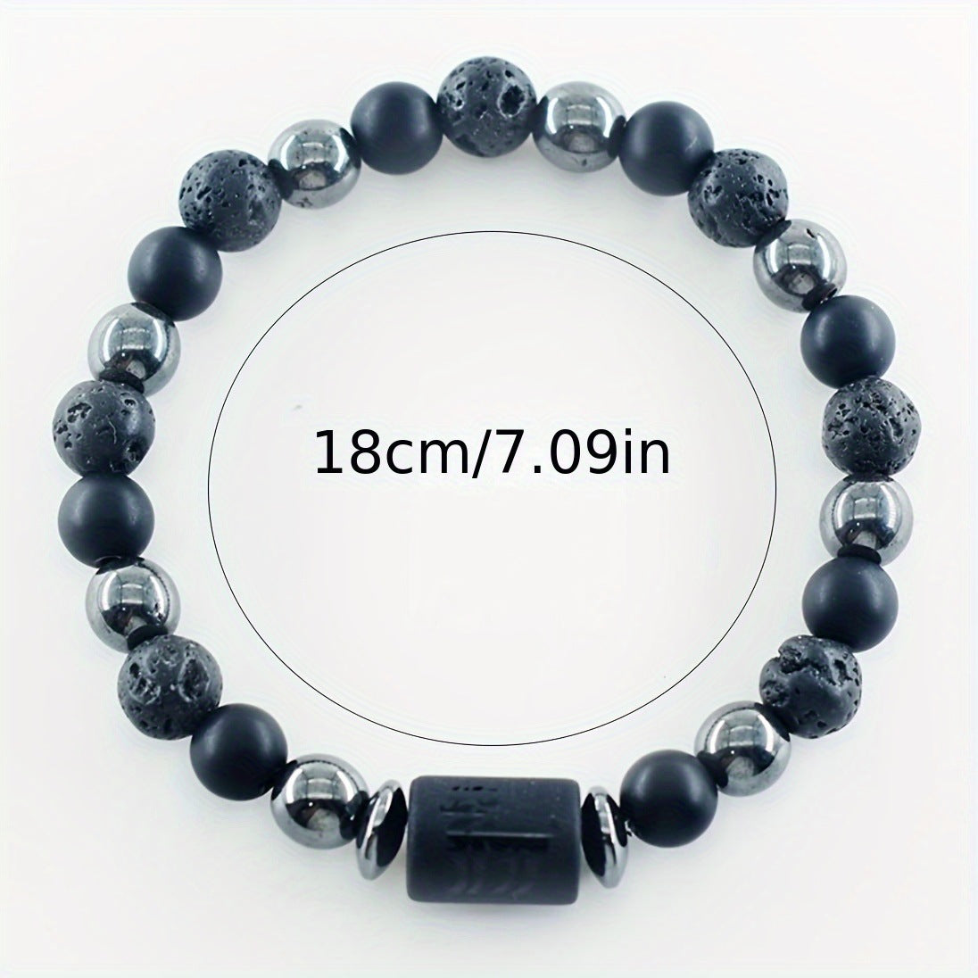 12 Zodiac Signs Bracelets Set for Men - Black Obsidian Lava Stone Elastic Beads Astrology Collection