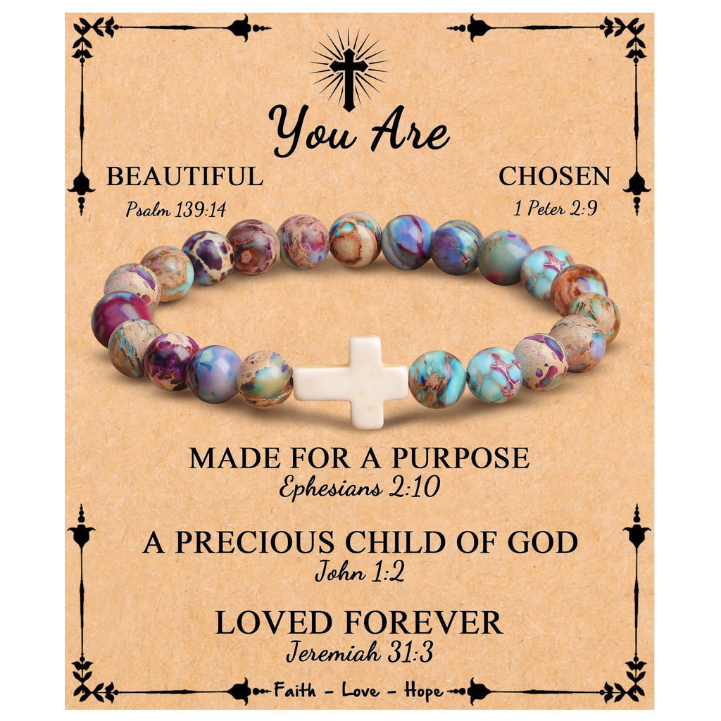 Emperor Stone Cross Bracelet - Faith Love Hope Inspirational Gift for Women & Men