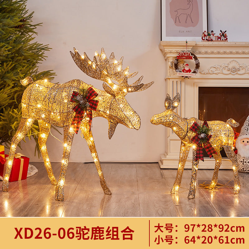 Amazon New Christmas Reindeer Glowing Iron Art Reindeer Ornament Christmas Tree Reindeer Decoration Ornament