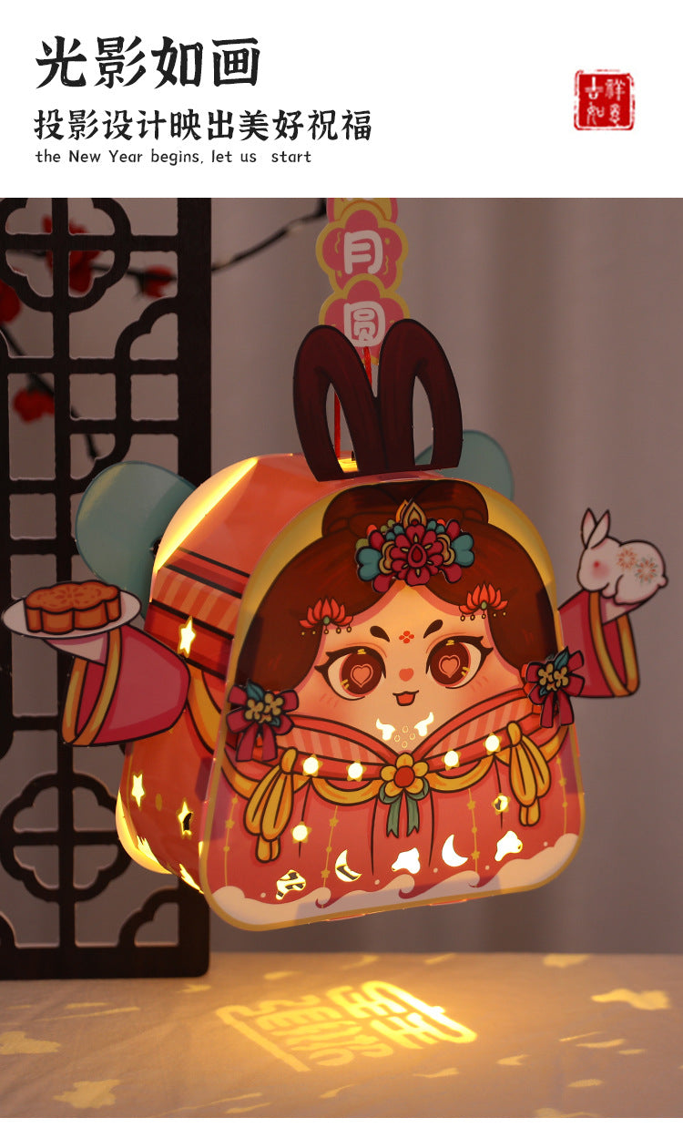 Chinese Style Dragon Dance Lantern Children's Handheld Glowing Lantern Kindergarten Handicraft diy Traditional Lantern Stall with Rotating Lantern