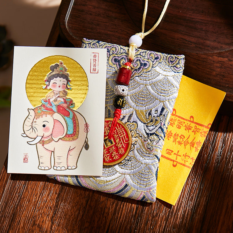 Putuo Mountain Annual Blessing Set - Personalized Zodiac Buddha & 8 Guardians Talisman, Protection for Ben Ming Nian (Birth Year)