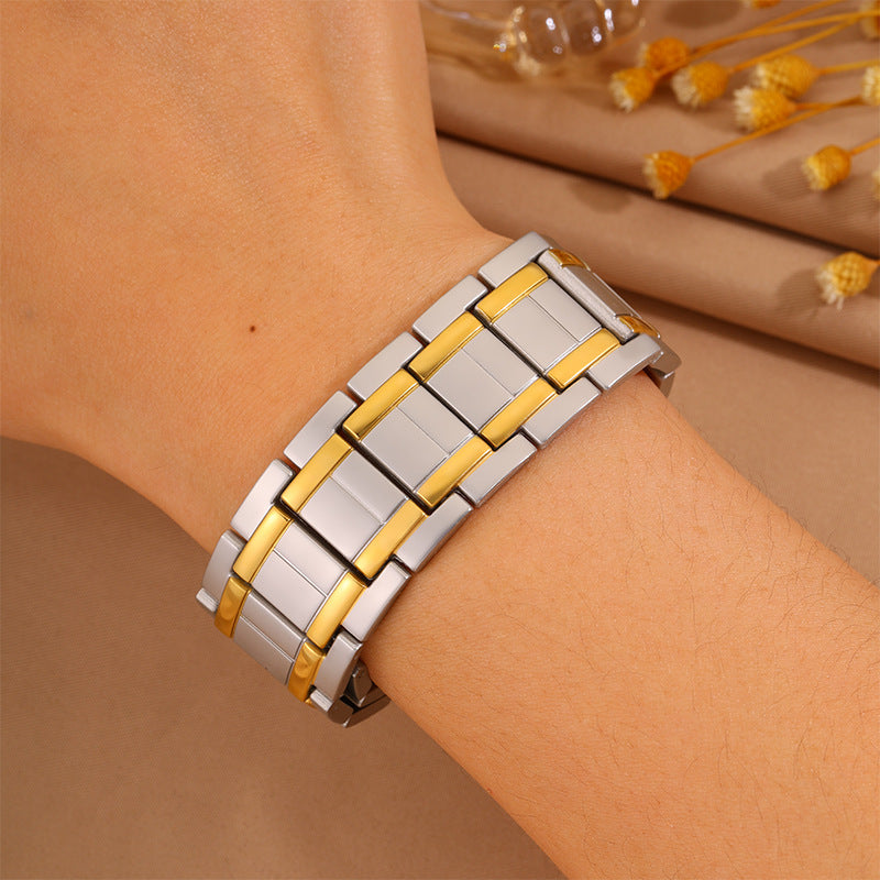 Magnetic Titanium Steel Health Bracelet for Men - Wellness Energy Adjustable Link Bracelet
