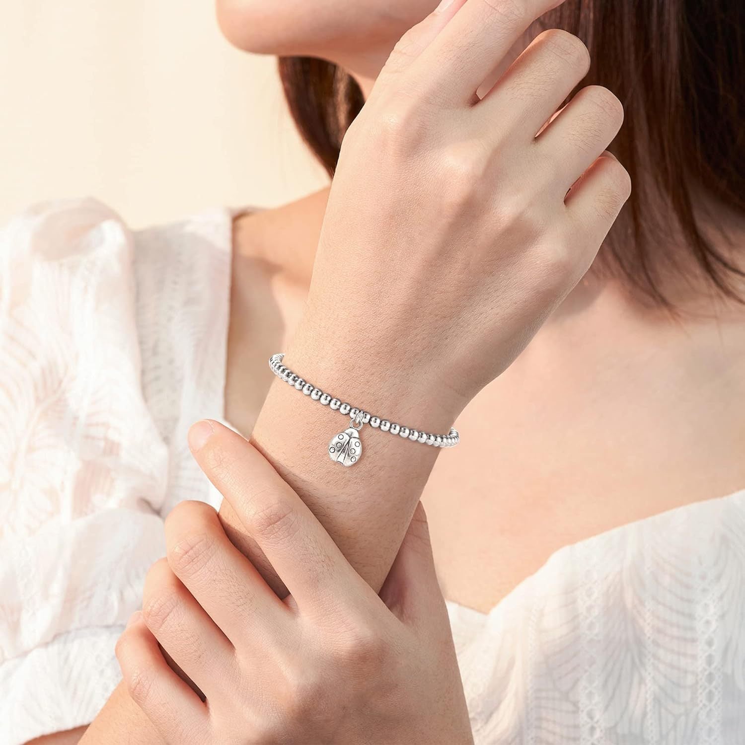 Bee, Elephant & Ladybug Charm Bracelet - Sterling Silver Plated Inspirational Gift for Women