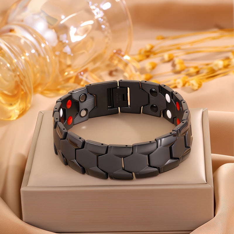 Magnetic Titanium Steel Health Bracelet for Men - Wellness Energy Adjustable Link Bracelet