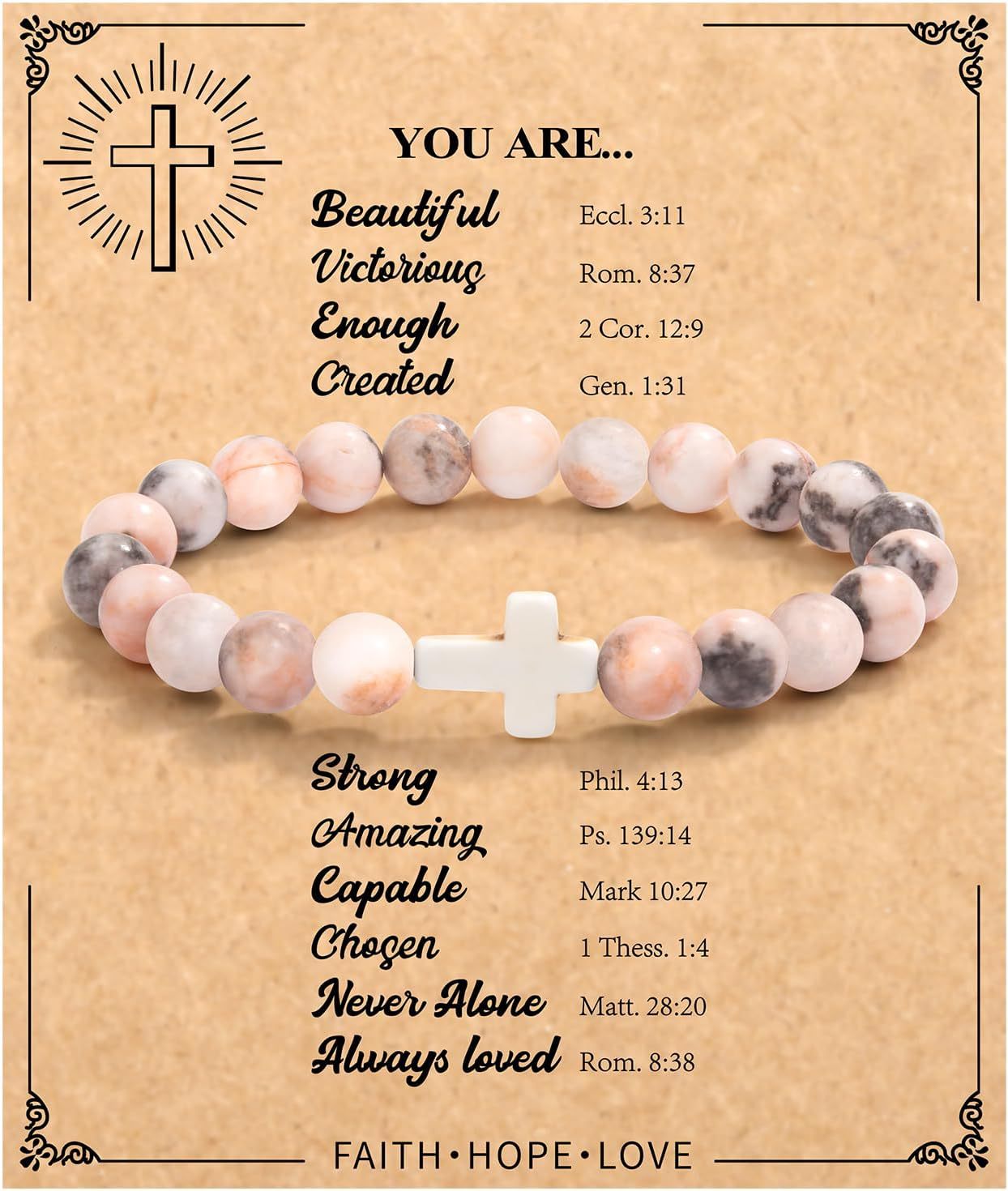Emperor Stone Cross Bracelet - Faith Love Hope Inspirational Gift for Women & Men