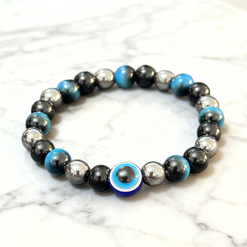 Evil Eye & Blue Tiger Eye Protection Bracelet - Nazar Talisman for Clarity, Wealth & Warding Off Negative Energy