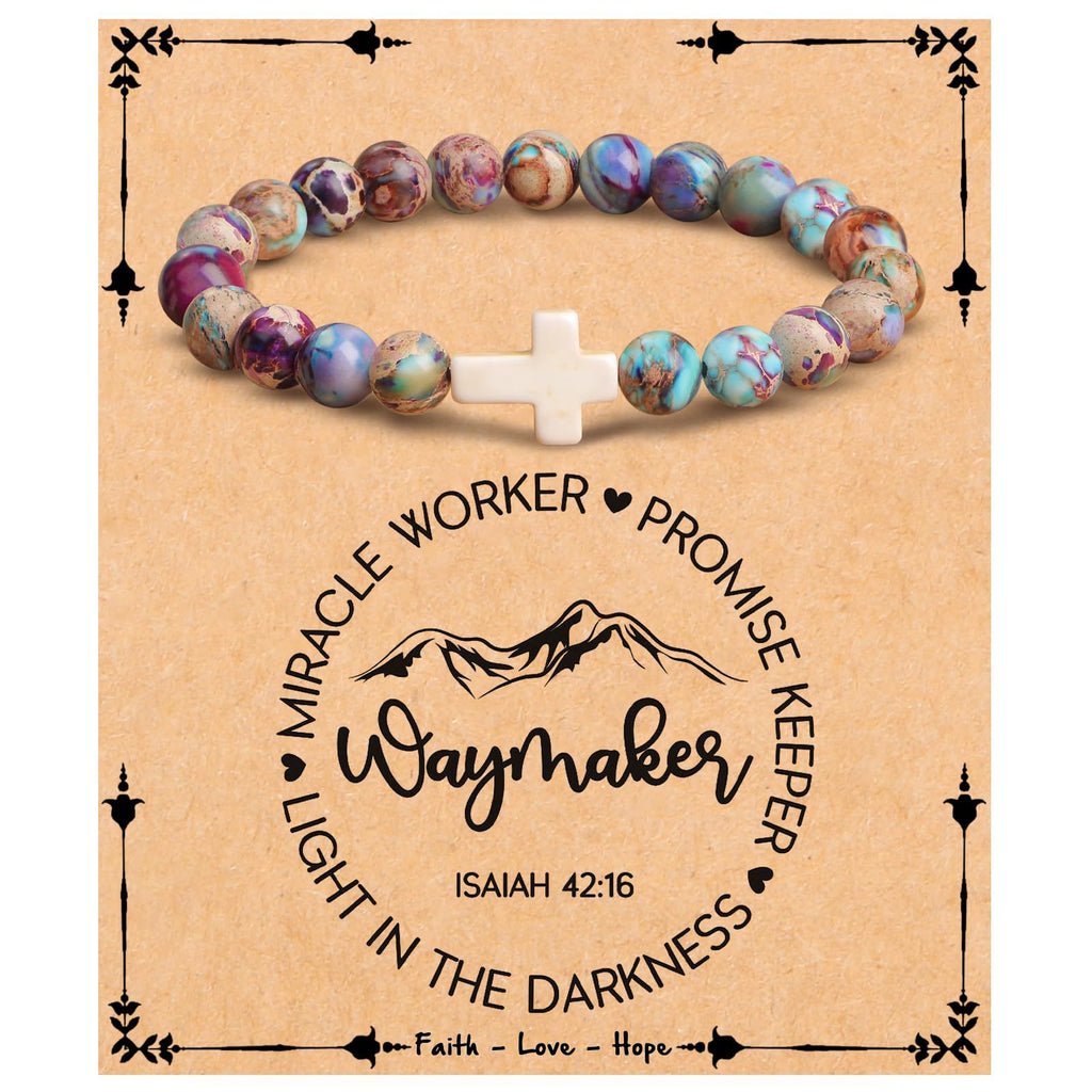 Emperor Stone Cross Bracelet - Faith Love Hope Inspirational Gift for Women & Men