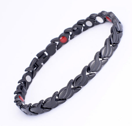 Magnetic Snap Hip Hop Bracelet for Men - Stainless Steel X-Link Cubic Zirconia Chain Bracelet, Adjustable Streetwear Jewelry