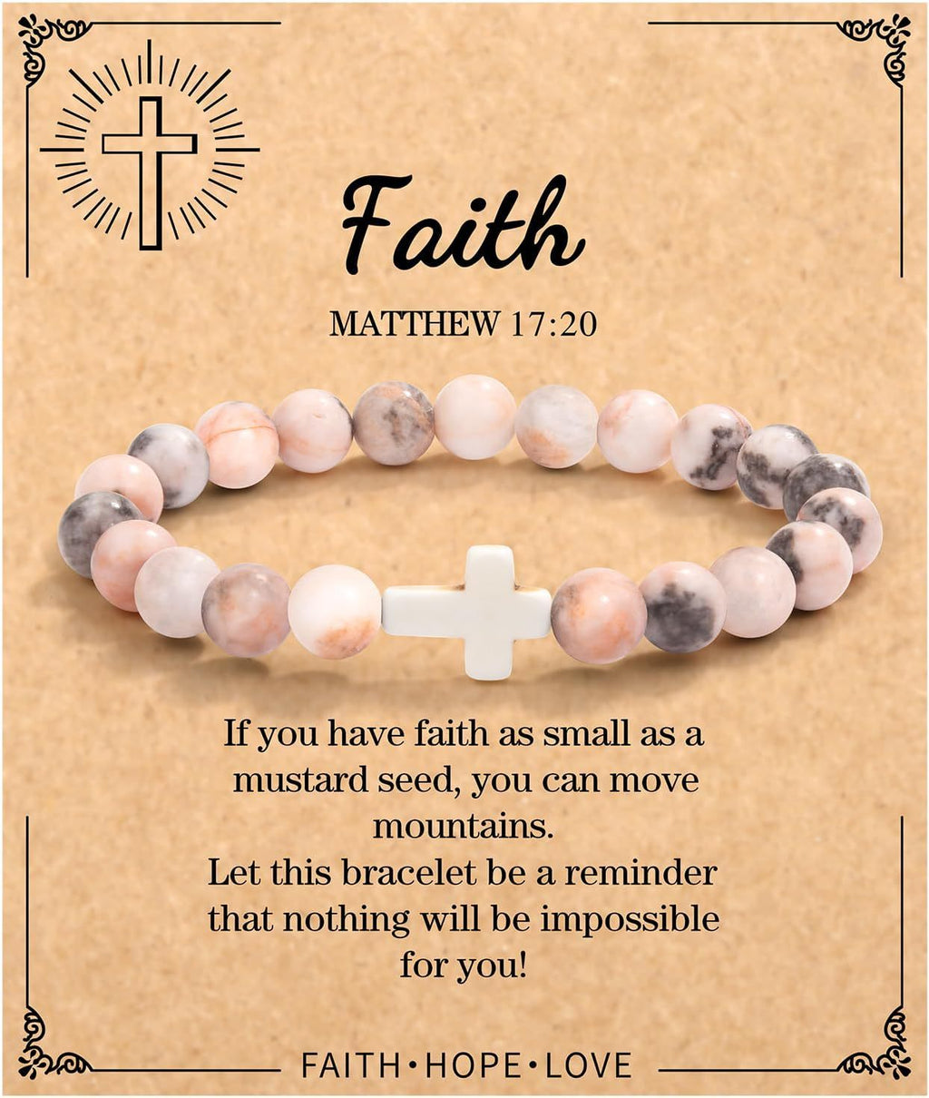Emperor Stone Cross Bracelet - Faith Love Hope Inspirational Gift for Women & Men