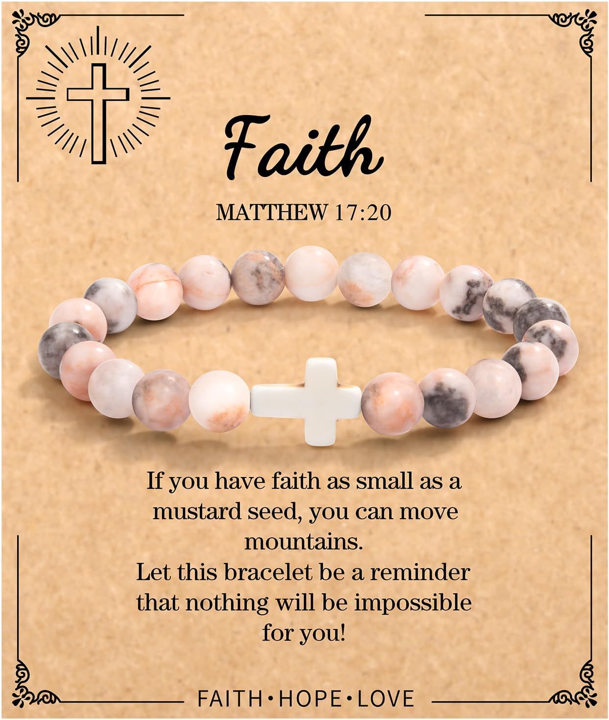 Emperor Stone Cross Bracelet - Faith Love Hope Inspirational Gift for Women & Men