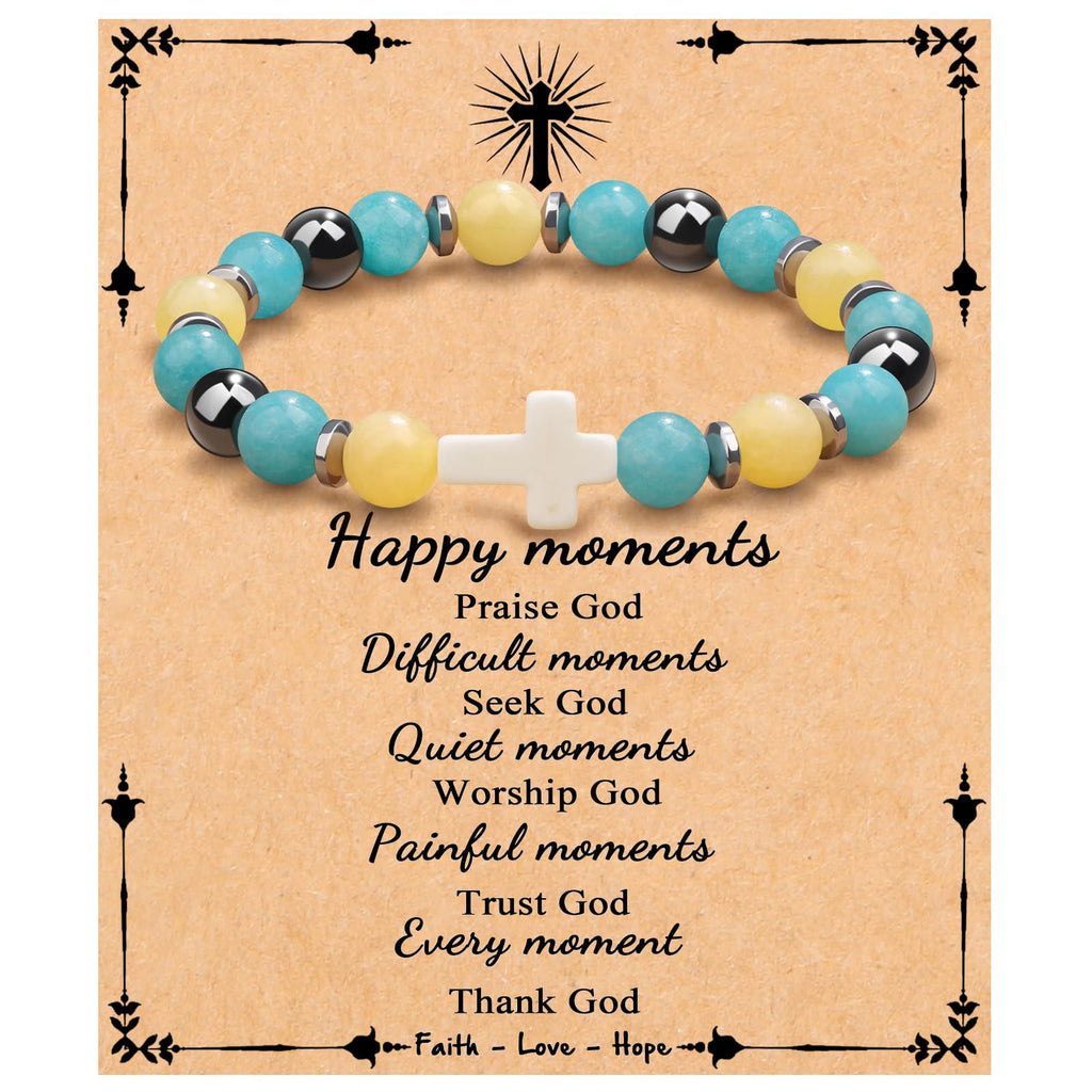 Emperor Stone Cross Bracelet - Faith Love Hope Inspirational Gift for Women & Men