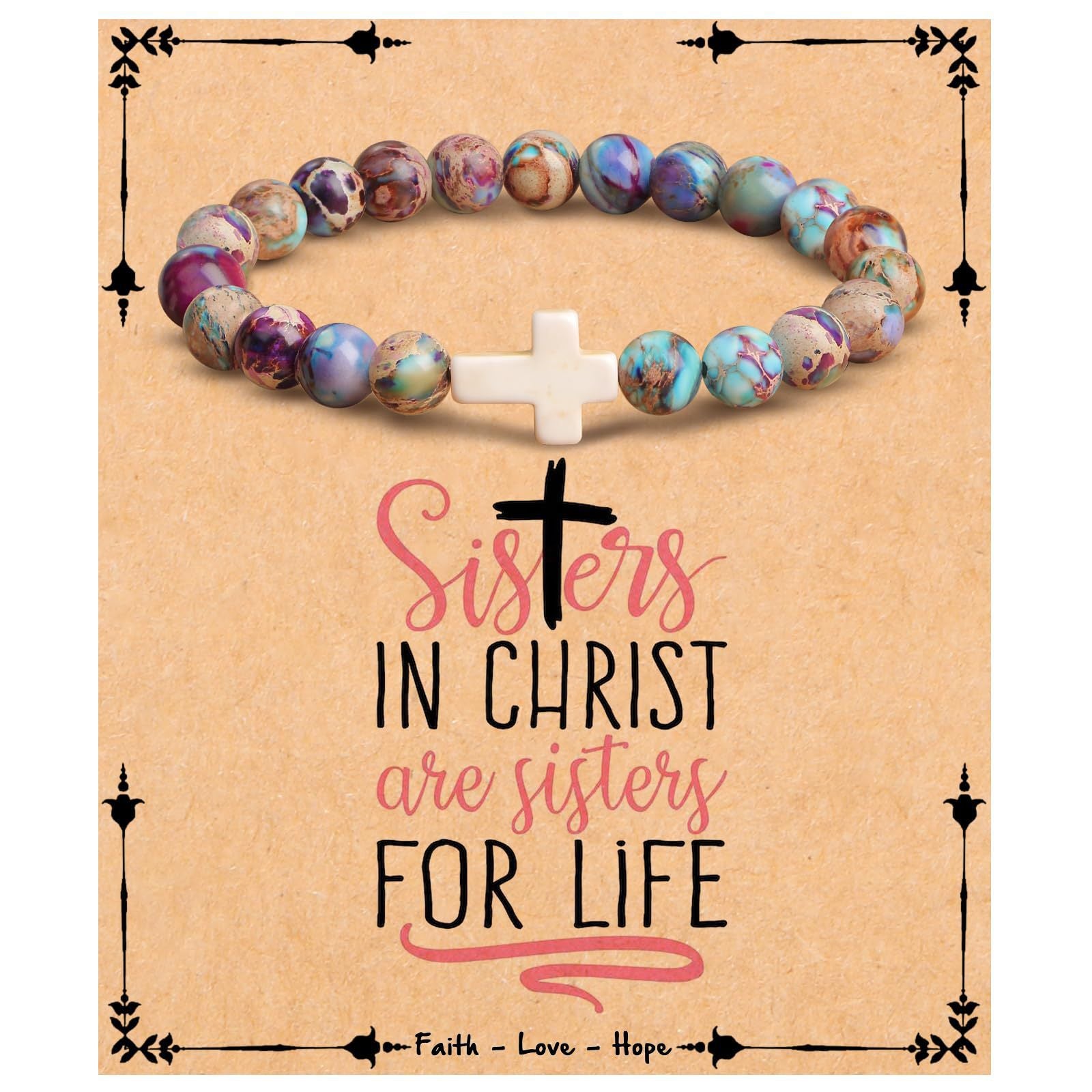 Emperor Stone Cross Bracelet - Faith Love Hope Inspirational Gift for Women & Men