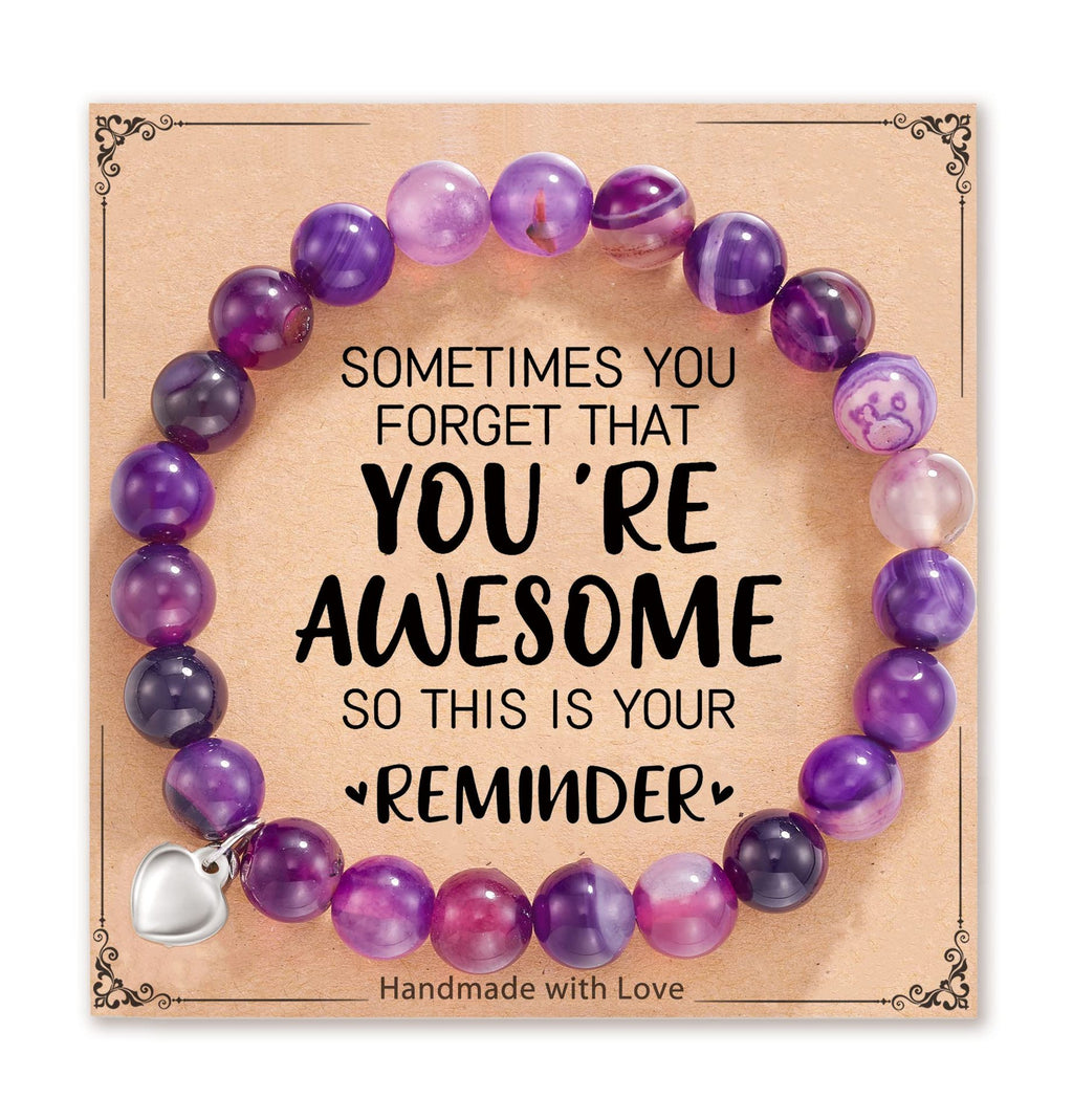 5-in-1 Energy Balance Bracelet - Amethyst, Obsidian, Lava Stone, Pink Zebra & Rhodochrosite Beaded Bracelet for Women