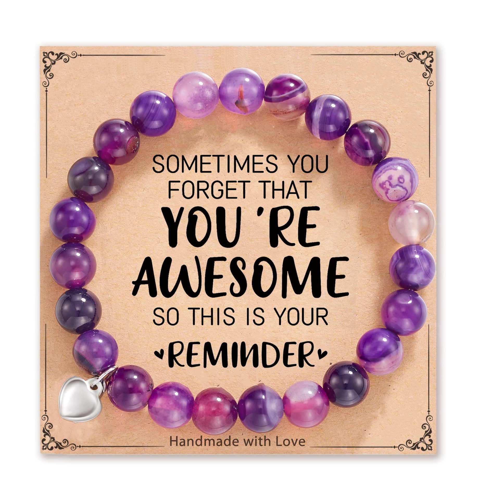 5-in-1 Energy Balance Bracelet - Amethyst, Obsidian, Lava Stone, Pink Zebra & Rhodochrosite Beaded Bracelet for Women