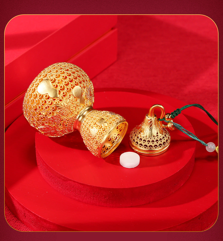 Brass Filigree Gourd Ornament Fulu Hanging Decoration Home Desktop Hollow Copper Gourd Craft Hanging Ornament Gift