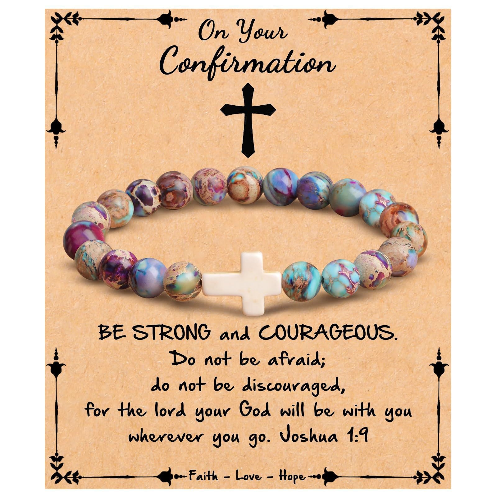 Emperor Stone Cross Bracelet - Faith Love Hope Inspirational Gift for Women & Men