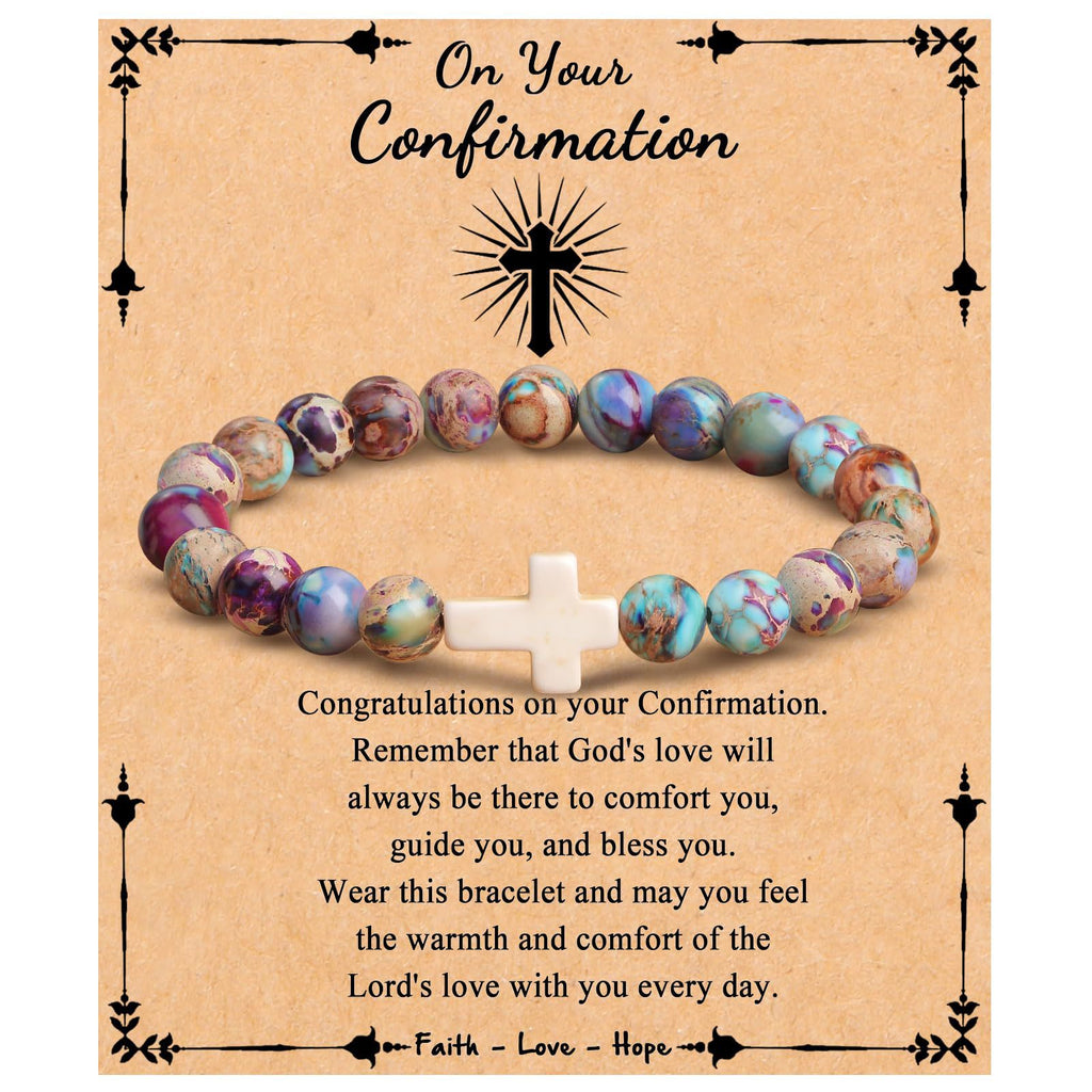 Emperor Stone Cross Bracelet - Faith Love Hope Inspirational Gift for Women & Men