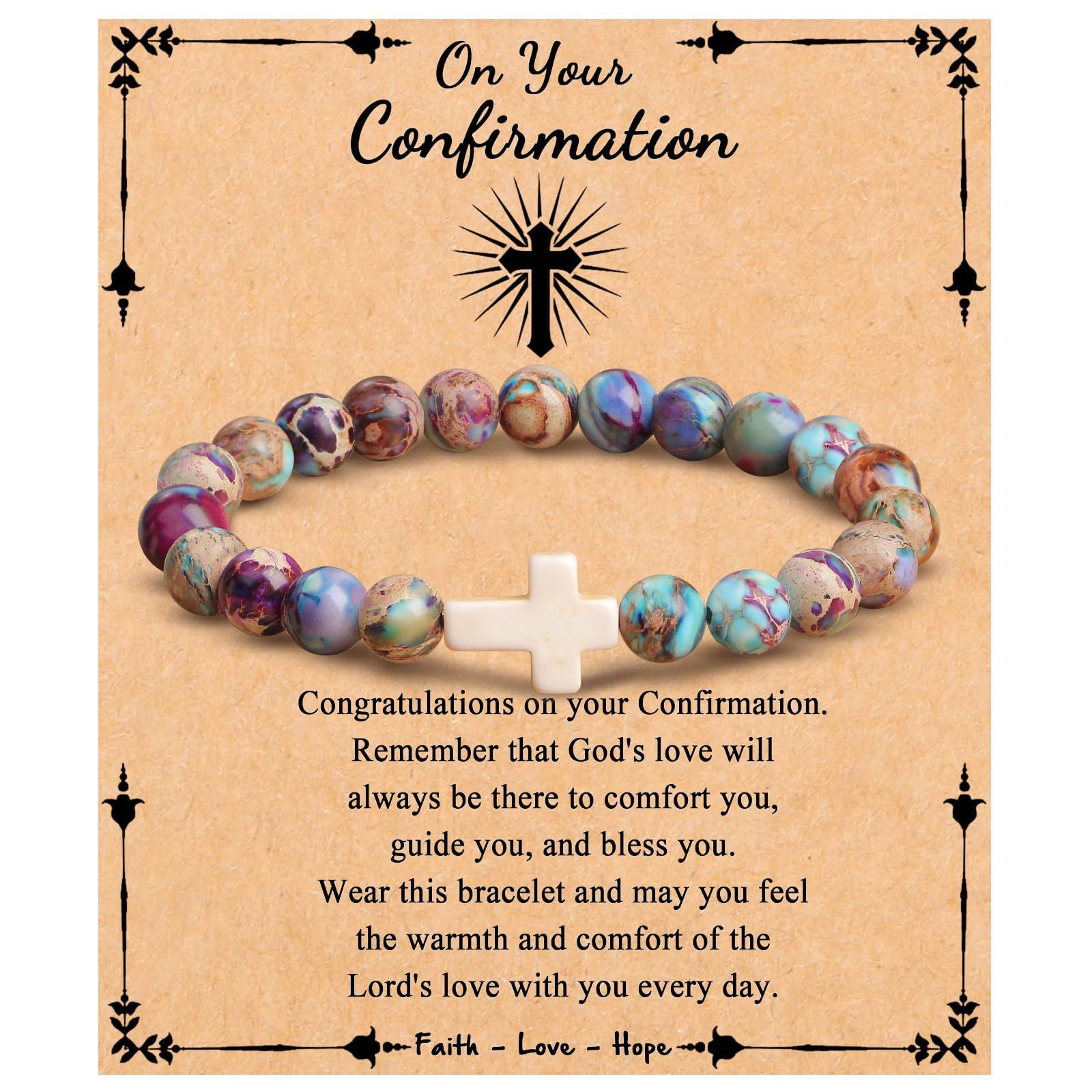 Emperor Stone Cross Bracelet - Faith Love Hope Inspirational Gift for Women & Men