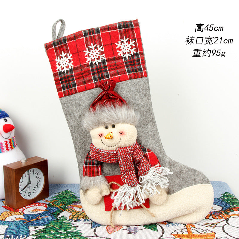 Christmas Decoration Gift Socks Fabric Santa Claus Gift Bag Snowman Reindeer Decorative Socks Christmas Socks